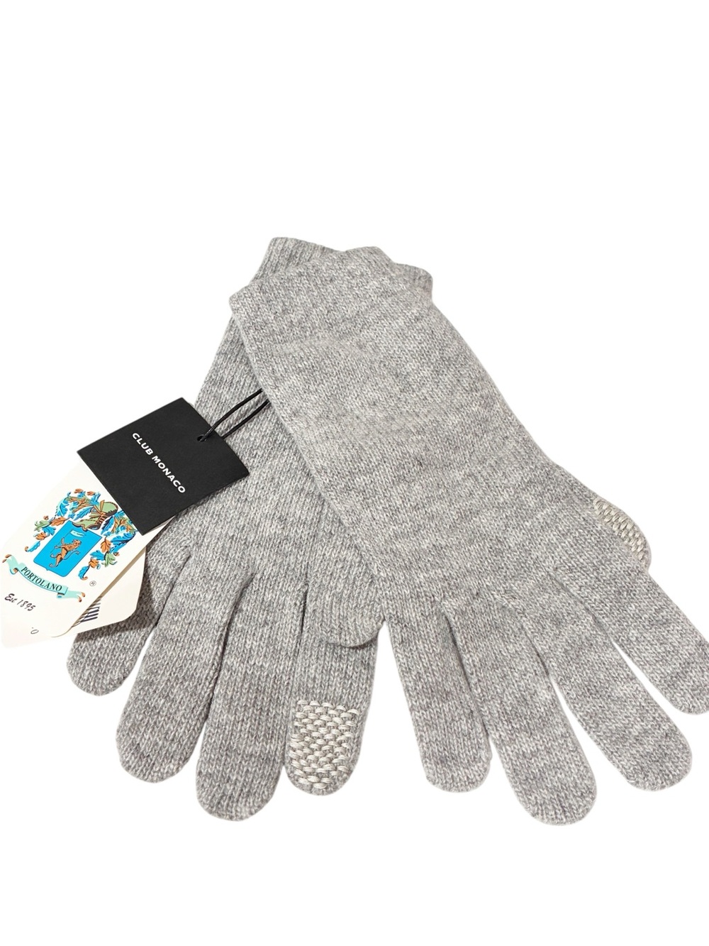Club Monaco Portolano Ribbed Grey Glove Wool Blend NEW
